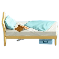 だらしないベッドのライトブルー (寝具)の画像