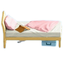 だらしないベッドのピンク(寝具)の画像