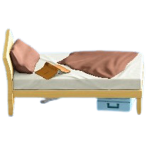 だらしないベッドのブラウン(寝具)の画像