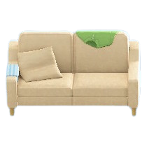 だらしないソファのライトグリーン(服)の画像