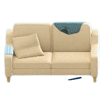 だらしないソファのダークグリーン(服)の画像