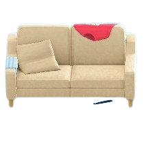 だらしないソファのレッド(服)の画像