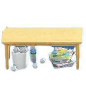 だらしないテーブルのスポーツ誌の画像