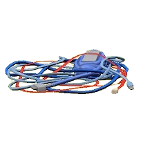 からまったコードのブルー＆レッドの画像