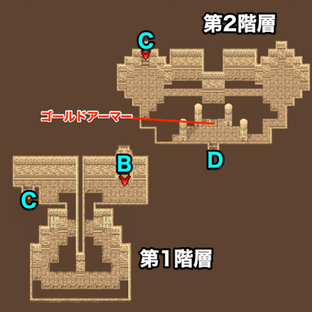 ロンカ遺跡第1〜2階層のマップ