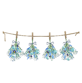 ドライフラワーのガーランドのブルーの画像