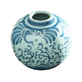 こぶりなつぼの波と鶴の画像