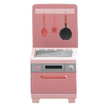 コンパクトキッチンのピンクの画像