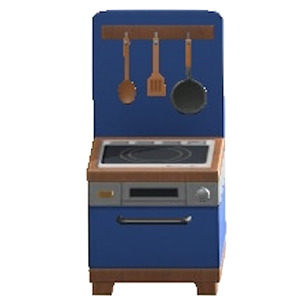 コンパクトキッチンのブルーの画像