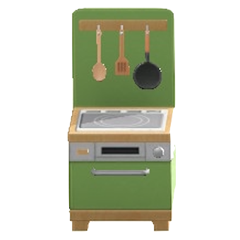 コンパクトキッチンのライトグリーンの画像