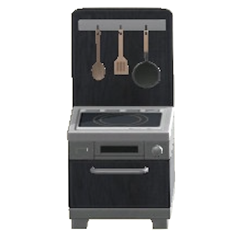 コンパクトキッチンのブラックの画像