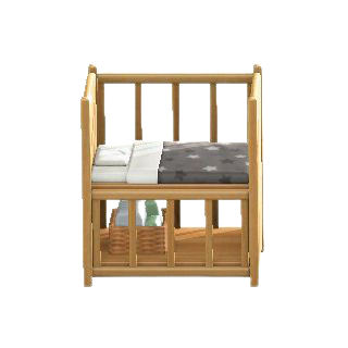 ベビーベッドのブラックの画像