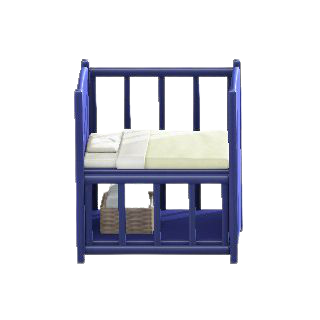 ベビーベッドのブルーの画像