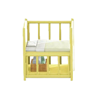 ベビーベッドのイエローの画像
