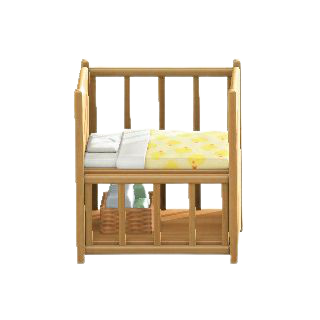 ベビーベッドのイエローの画像