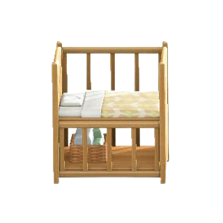 ベビーベッドのベージュの画像