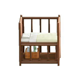 ベビーベッドのダークウッドの画像