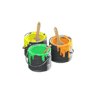 ペンキかんの緑・黄・橙の画像