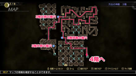 万古の神殿3階の進み方マップ
