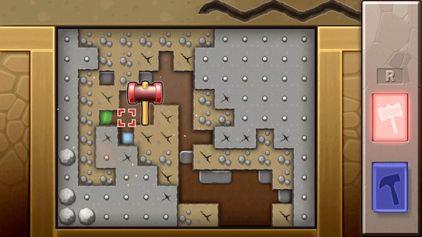 赤いハンマーで掘る