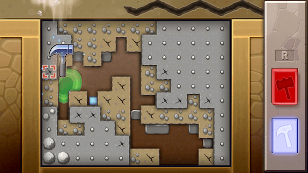 青いハンマーで掘る