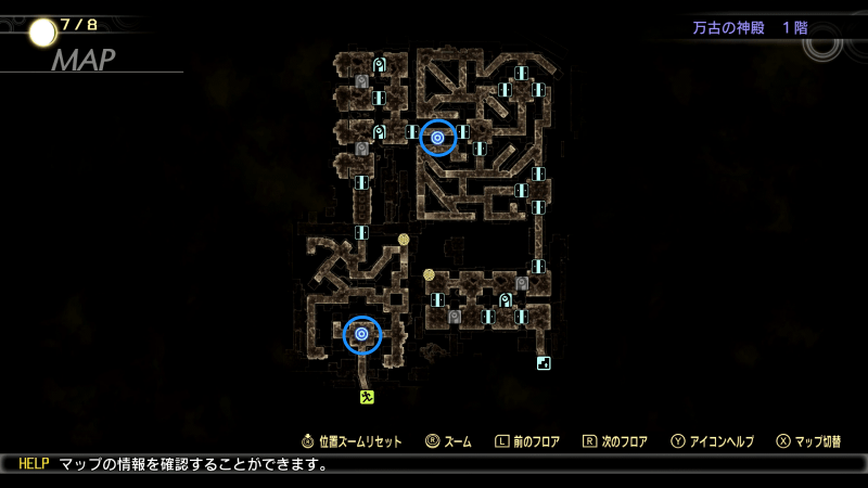 真・女神転生5万古の神殿1階のマップ