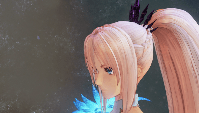 紫色の髪飾り衣装