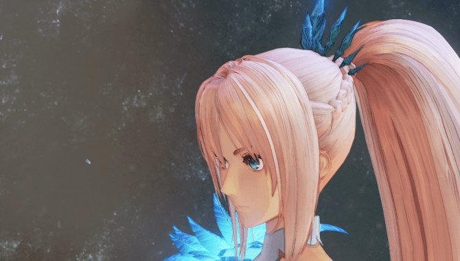 水色の髪飾り衣装