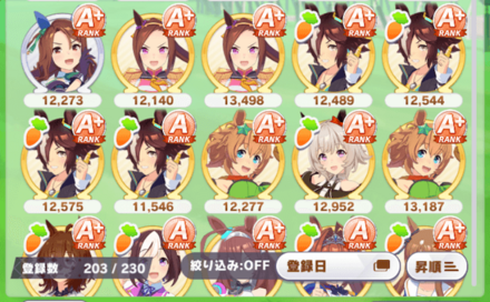 一覧から二つ名を変更したいウマ娘を選択