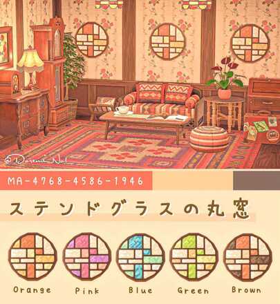 ステンドグラスの丸窓画像