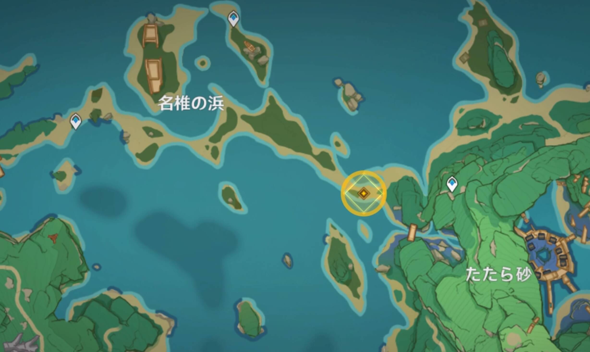 名椎の浜で浪人が現れるのを待つ