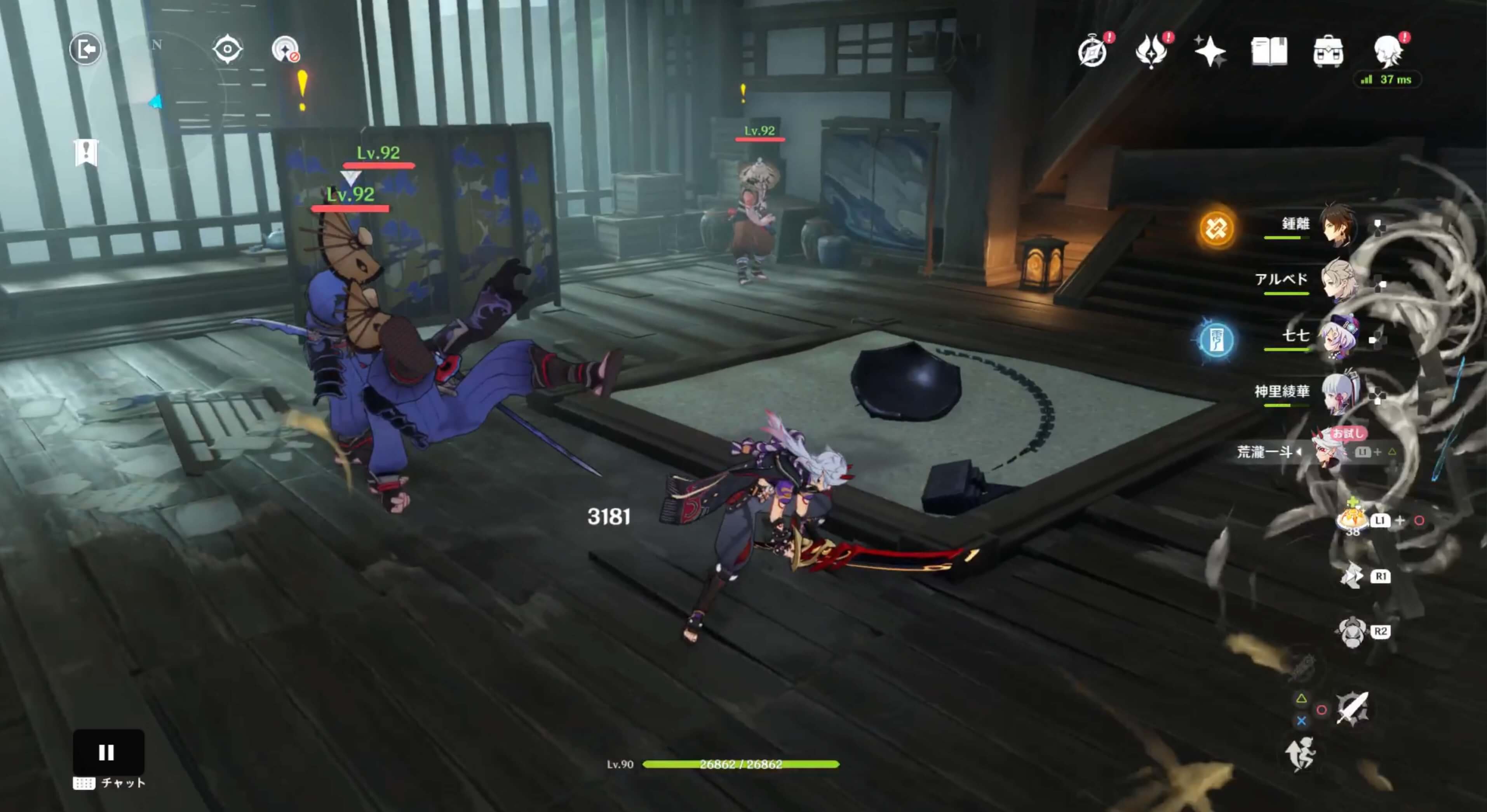 見張りをしている浪人を倒しながら奥へ進む