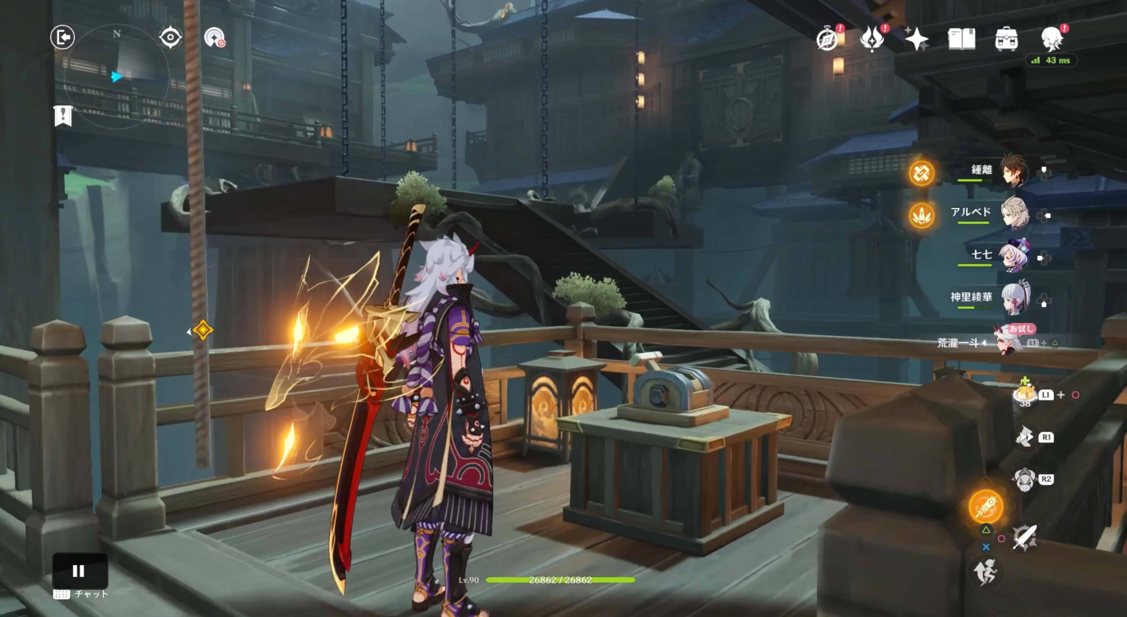 奥に進みレバーを引くと、上の階段が移動する