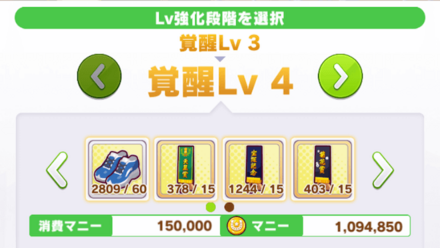 強化アイテムはウマ娘の覚醒画面で使用