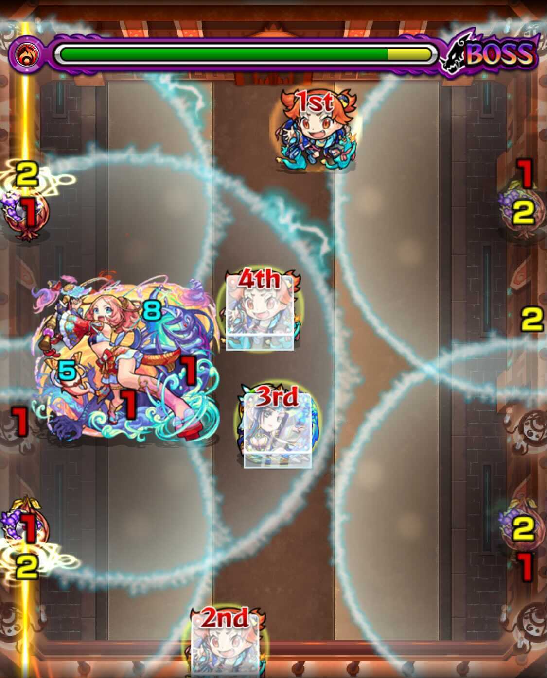 モンスト 栄冠の闘技場5−1 ボス1 移動後