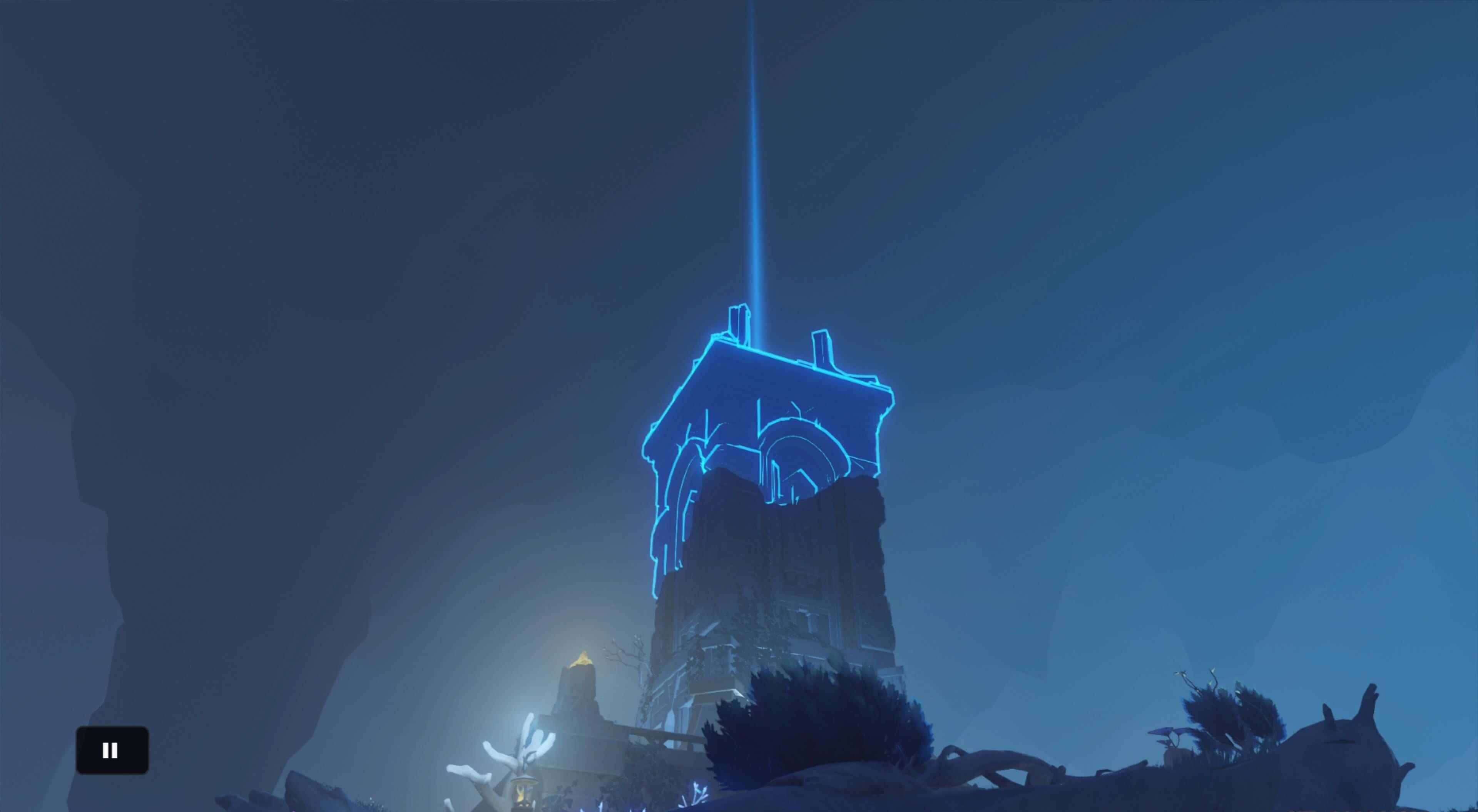 会話後、光の柱が発生し試練クリア