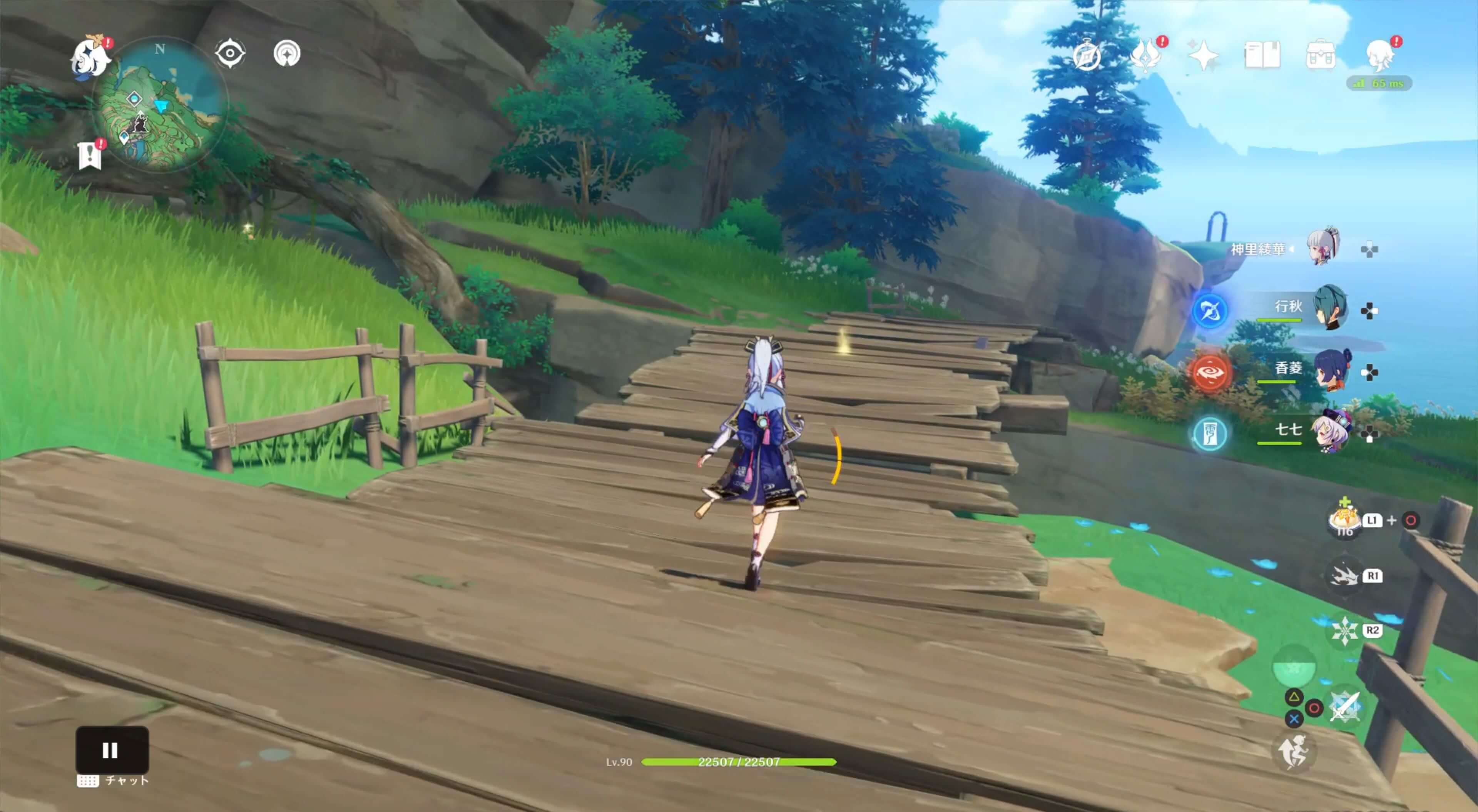 鳴神大社から北にある木製の橋に向かう