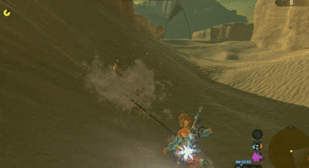 ブレスオブザワイルド　左の崖沿いに走る