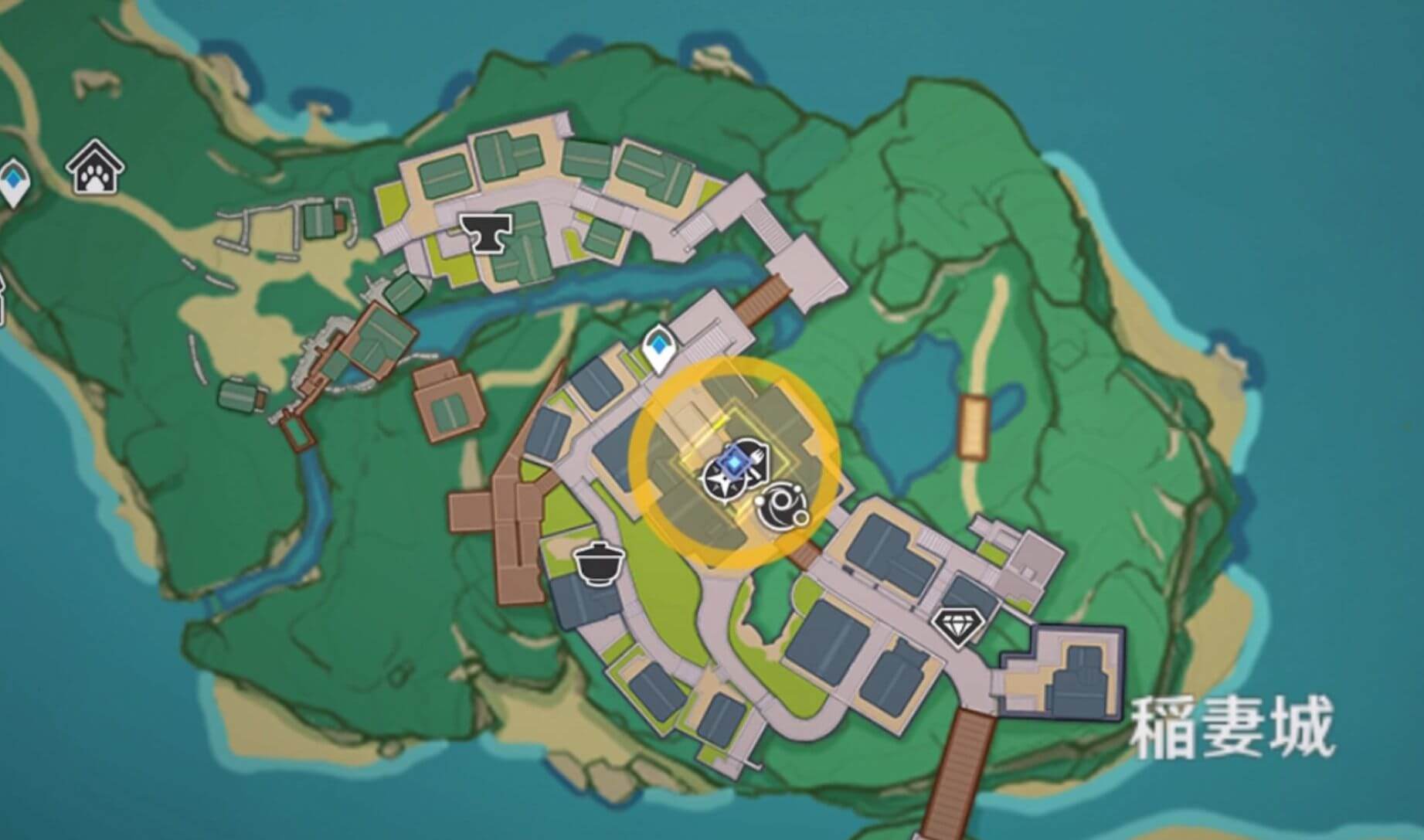 稲妻城の城下町に向かう