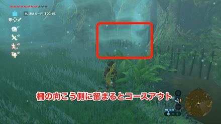 ブレスオブザワイルド　柵を越えるとコースアウトが発生