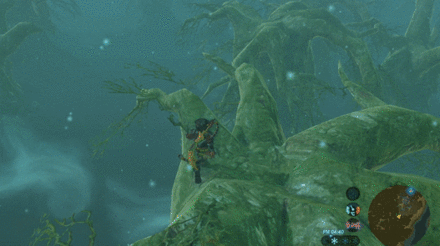 ブレスオブザワイルド　木の上から滑空して足場に降りる