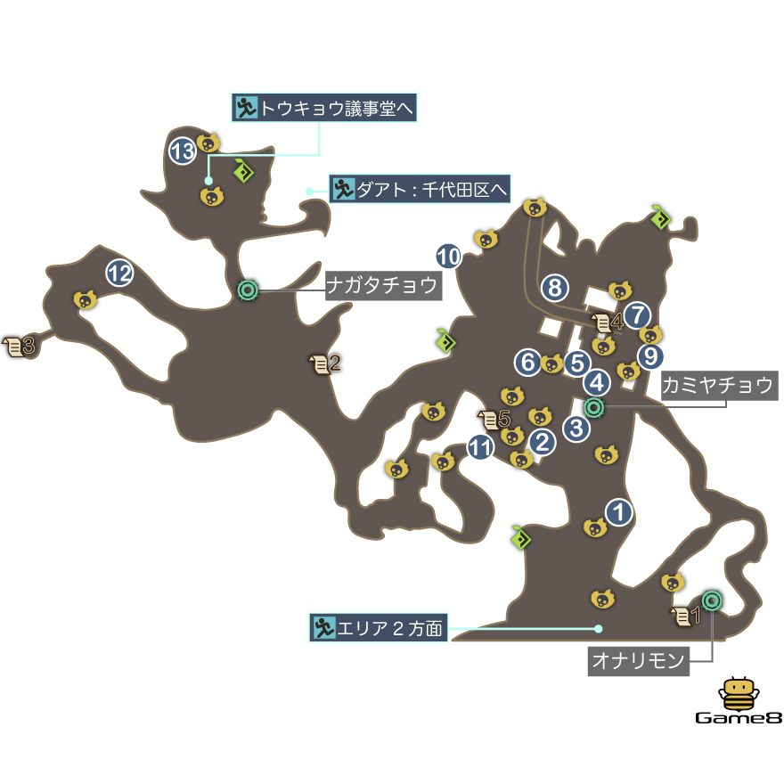 カミヤチョウのマップ