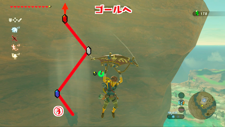 ブレスオブザワイルド　超ド根性ガケ　③からゴールまでのルート