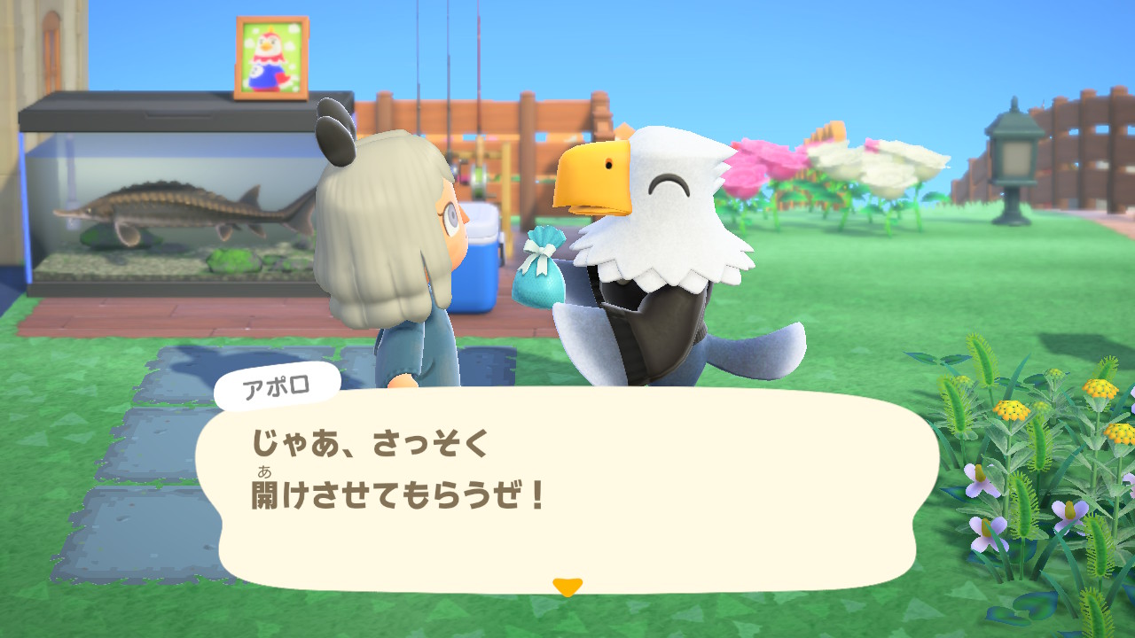 渡したい住民へ話しかけてプレゼントする