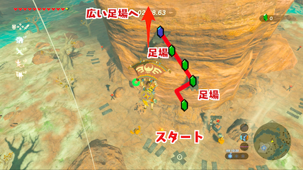 ブレスオブザワイルド　2つの足場を経由しつつ登る.png