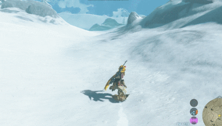 ブレスオブザワイルド　①の小さい岩山でジャンプ