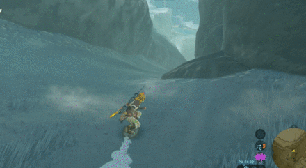 ブレスオブザワイルド　④は大きい岩を目印にジャンプしゴールへ滑空