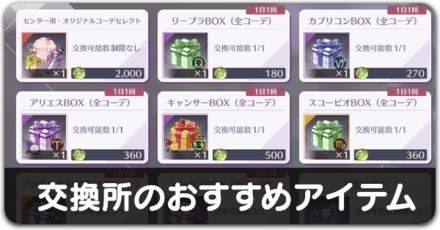 交換所一覧とおすすめ交換アイテム