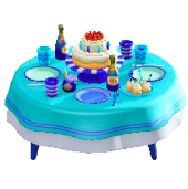 バースデーテーブルのブルーの画像