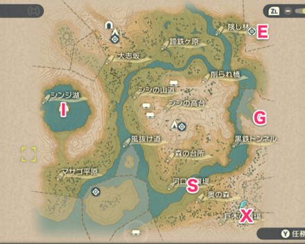 黒曜の原野のアンノーンマップ